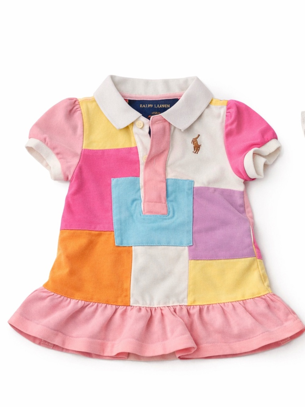 Ralph Lauren Patchwork Polo Dress 18M Pastel Preppy Boutique Easter Spring VTG